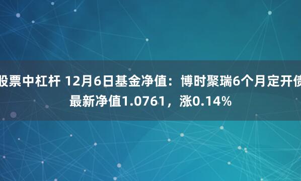 股票中杠杆 12月6日基金净值：博时聚瑞6个月定开债最新净值1.0761，涨0.14%