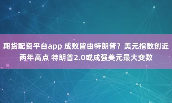 期货配资平台app 成败皆由特朗普？美元指数创近两年高点 特朗普2.0或成强美元最大变数