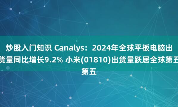 炒股入门知识 Canalys：2024年全球平板电脑出货量同比增长9.2% 小米(01810)出货量跃居全球第五