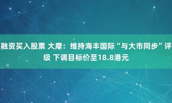 融资买入股票 大摩：维持海丰国际“与大市同步”评级 下调目标价至18.8港元